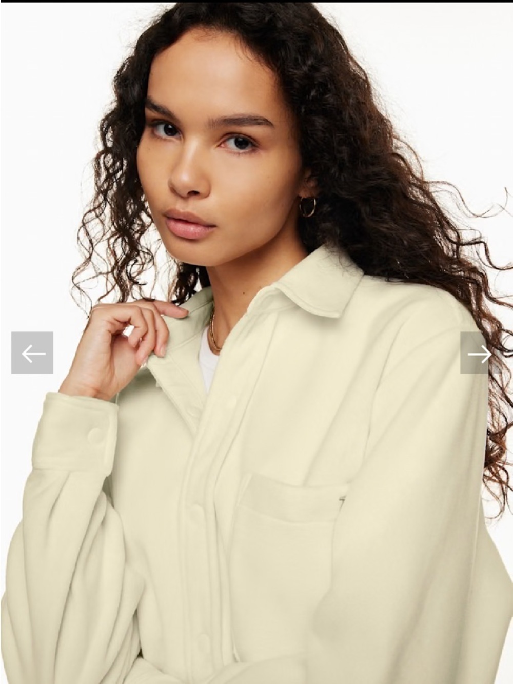 Tna Aritzia Sno Polar Fleece Shirt With Snap Whisper White XS